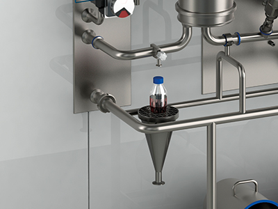 Cut of 3D model showing sample facilities