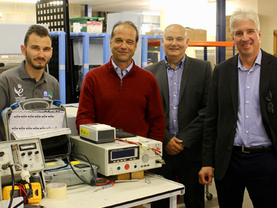 George Hollingbery MP for Meon Valley, meets managing director Robert Monks, David Smith, engineering director, and Josh Pratt who has recently completed an apprenticeship