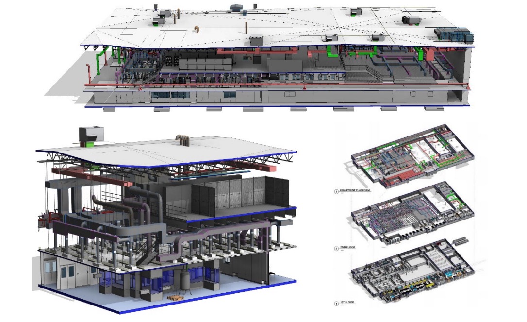 Cross sectionals of AES’s modular cleanroom technology (installed at INCOG BioPharma’s Fishers, Indiana facility)