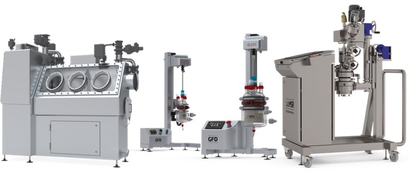 PSL's range (L-R): Sterile process isolator; Lab Nutsche Filter Dryers; GFD