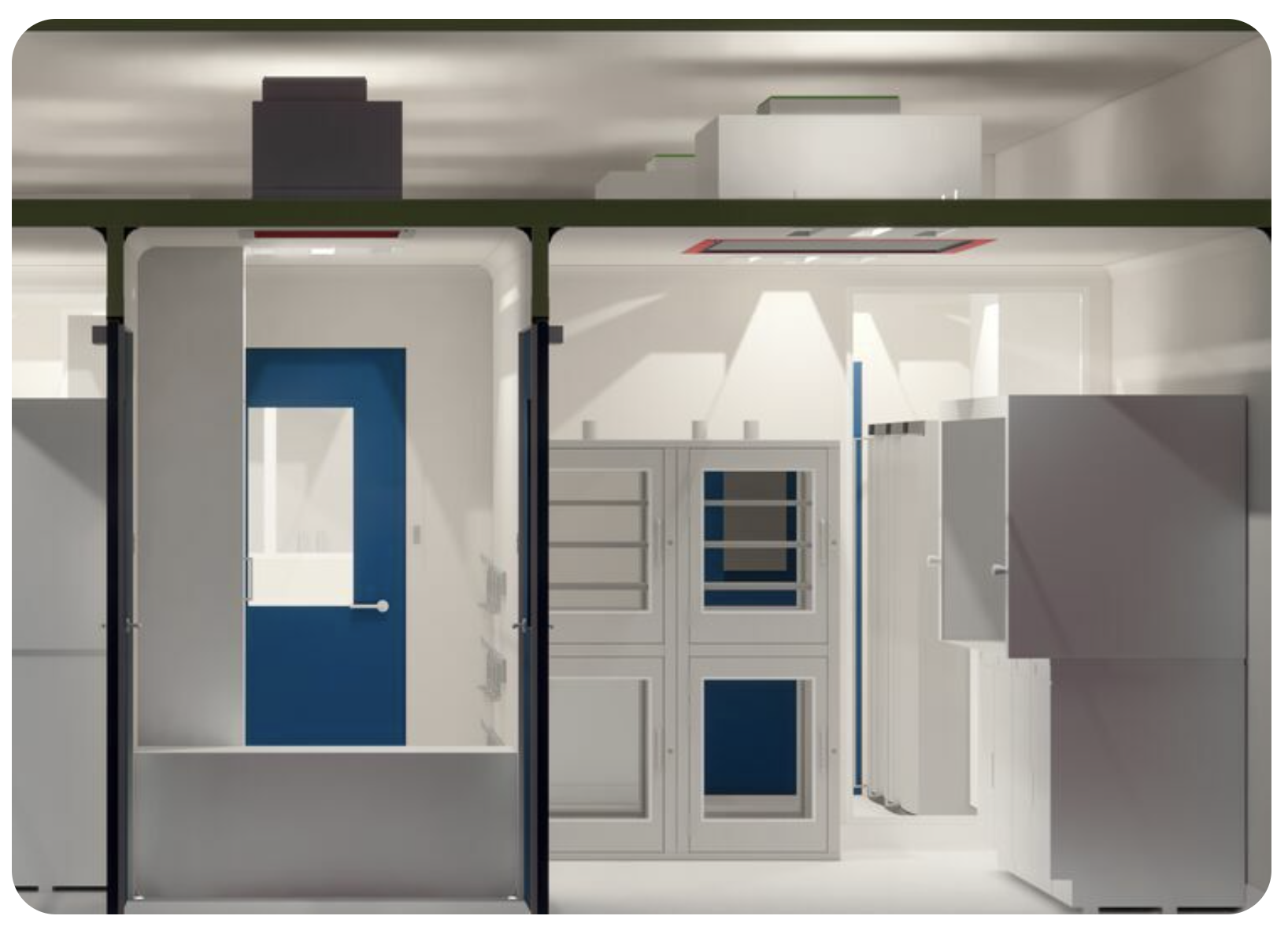 This image shows a 3D drawing of the future cleanroom in Sint-Trudo Hospital