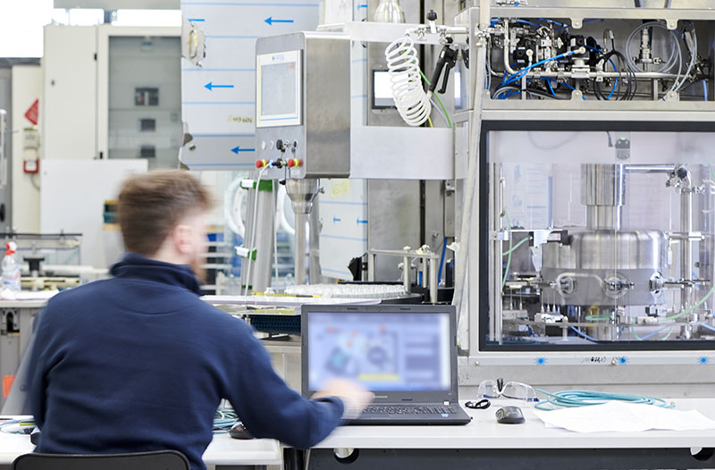 Figure 4. A technician working at Steriline's Lab