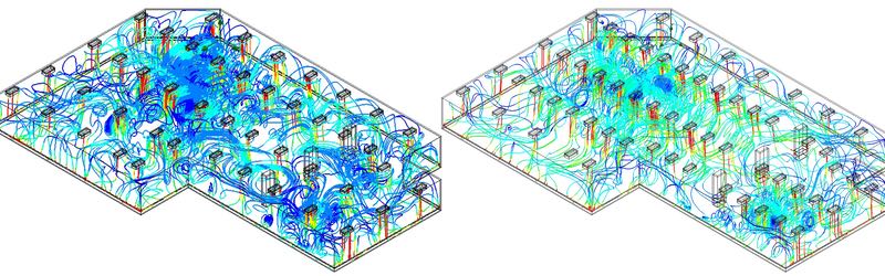 CFD Study: 45 versus 60 FFU flow trajectories
