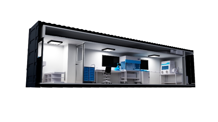 Interior of KleanLabs mobile cleanroom container