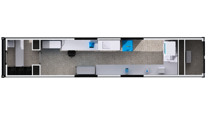 KleanLabs container installation plan from a top view