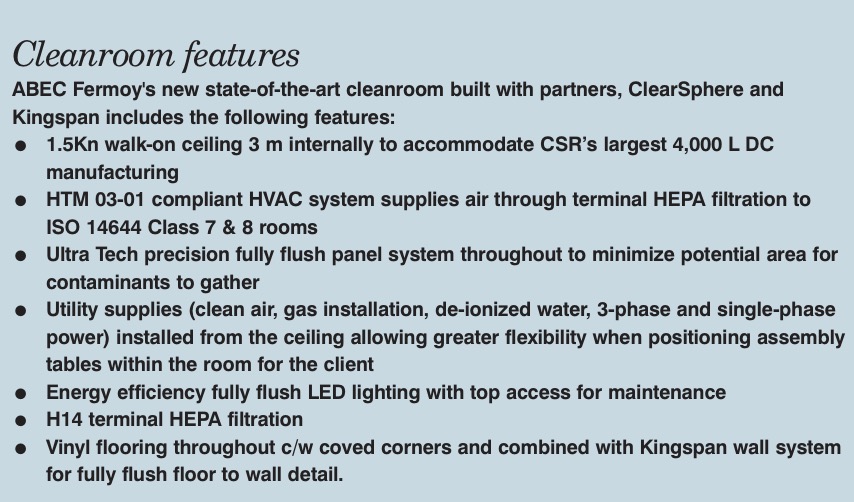 Turnkey solution for a bespoke cleanroom