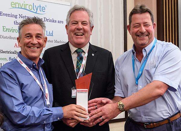 Air Techniques International collect their award from Cleanroom Conference Chair Gordon Farquharson